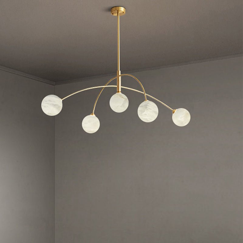 Nordic Postmodern Alabaster Arc Chandelier - BrassJoyfuzzy