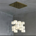 Olive Alabaster Cubic Round Pendant For Dining Table, Staircase - 18 - LightJoyfuzzy