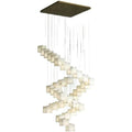 Olive Alabaster Cubic Round Pendant For Dining Table, Staircase - 36 - Light BJoyfuzzy