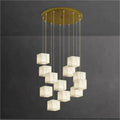 Olive Alabaster Cubic Round Pendant For Dining Table, Staircase - 12 - LightJoyfuzzy