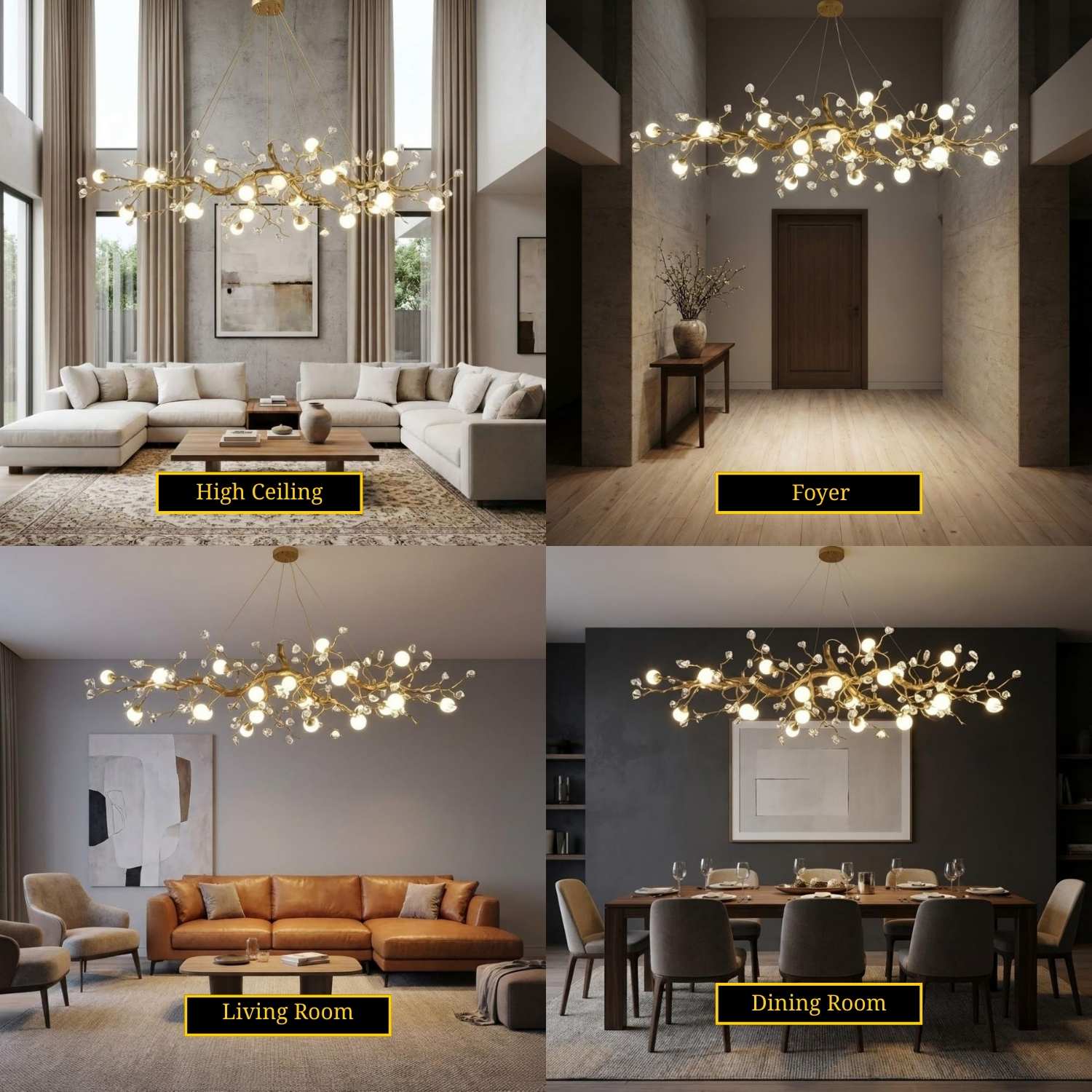 Orgi Statement Linear Branch Chandelier - Gold47.24"(120cm)Warm white 3000KJoyfuzzy