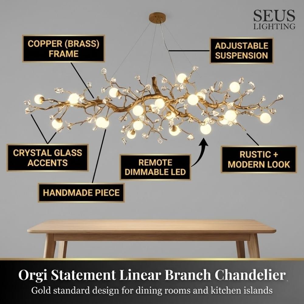 Orgi Statement Linear Branch Chandelier - Gold47.24"(120cm)Warm white 3000KJoyfuzzy