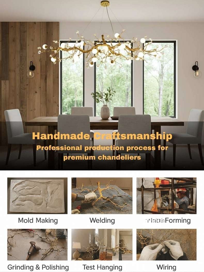 Orgi Statement Linear Branch Chandelier - Gold47.24"(120cm)Warm white 3000KJoyfuzzy