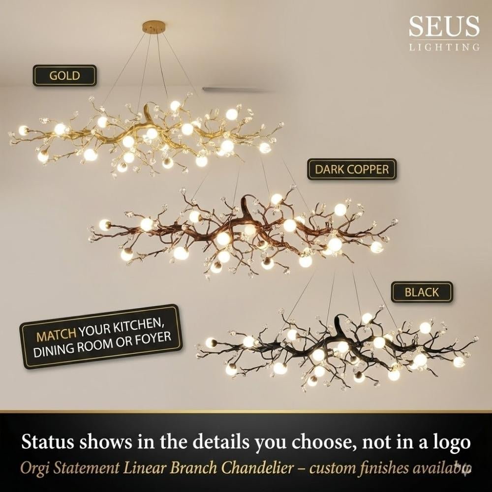 Orgi Statement Linear Branch Chandelier - Gold47.24"(120cm)Warm white 3000KJoyfuzzy