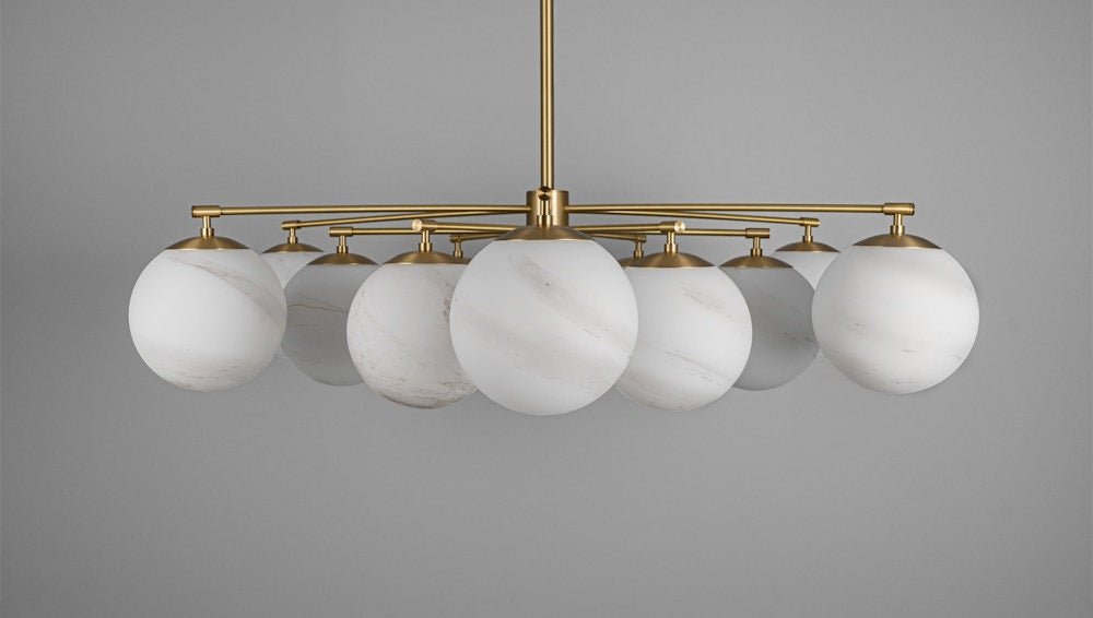 Orion Oval Flush Mount Base Chandelier Ø47.8″ - Black gunmetalBorosilicate Transparent Ribbon GlassJoyfuzzy