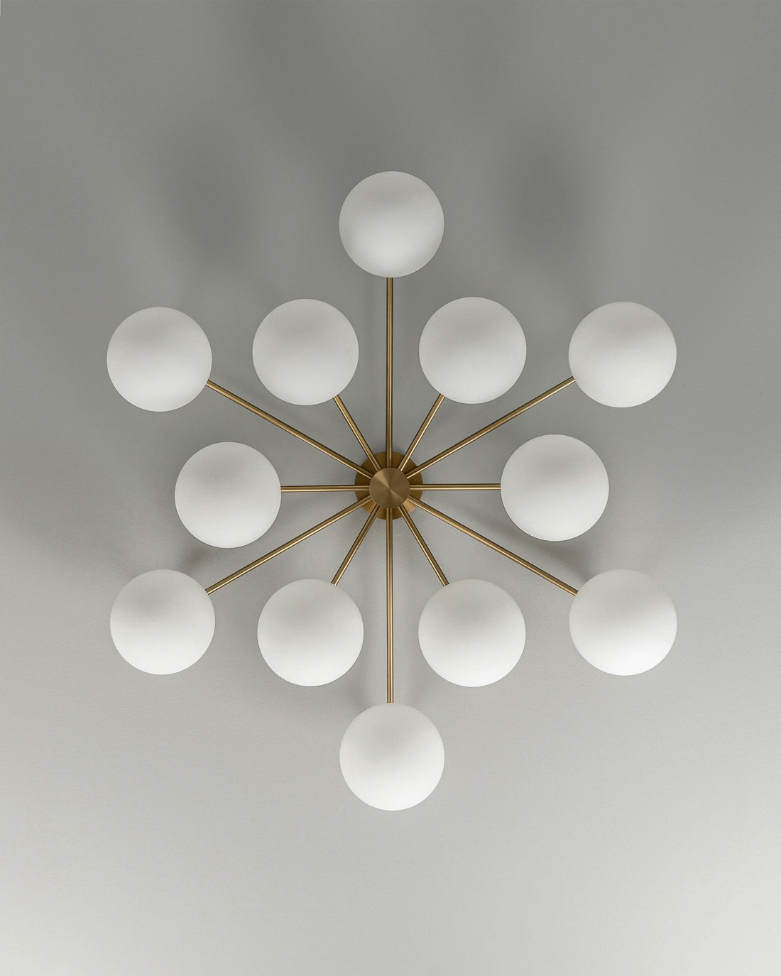 Orion Oval Flush Mount Base Chandelier Ø47.8″ - Lacquered burnished brassSoda Lime Triplex Opal Matte GlassJoyfuzzy