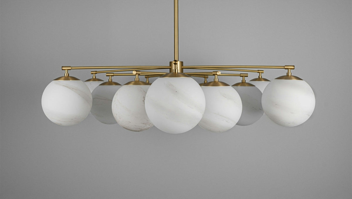 Orion Oval Flush Mount Base Chandelier Ø47.8″ - Black gunmetalBorosilicate Transparent Ribbon GlassJoyfuzzy