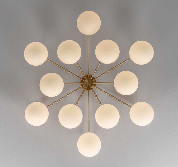 Orion Oval Flush Mount Base Chandelier Ø47.8″ - Lacquered burnished brassSoda Lime Triplex Opal Matte GlassJoyfuzzy