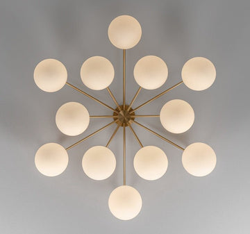 Orion Oval Flush Mount Base Chandelier Ø47.8″ - Lacquered burnished brassSoda Lime Triplex Opal Matte GlassJoyfuzzy