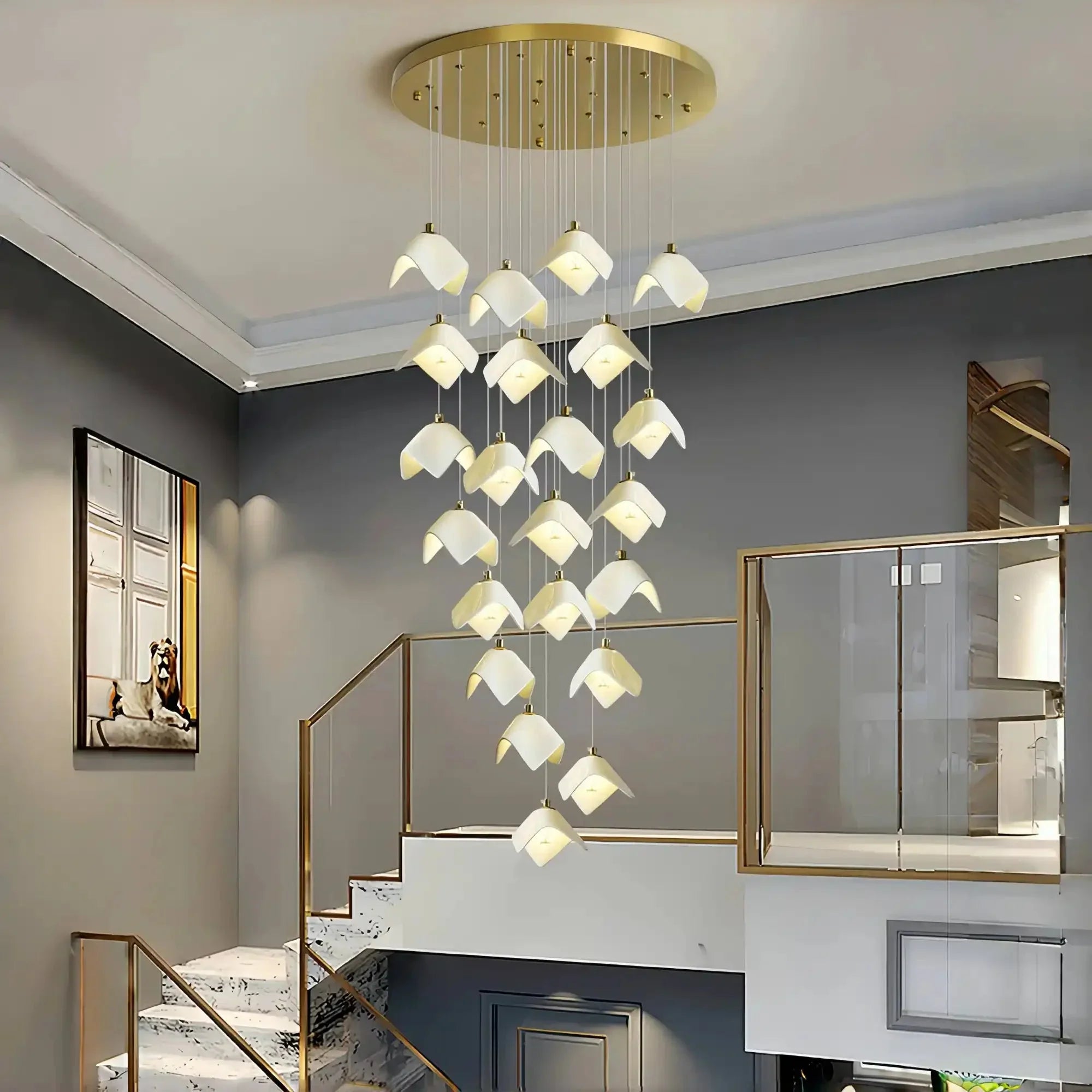 Orlani Bloom Cascade Stairs Chandelier - Joyfuzzy