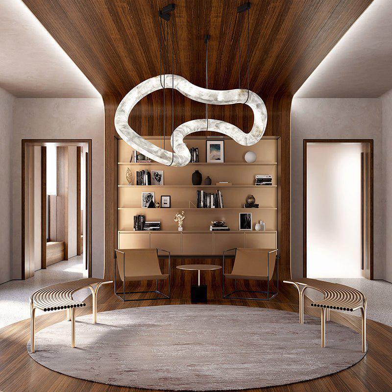 Oslo Infinity Symmetrical Entryway Alabaster Pendant Light - Joyfuzzy