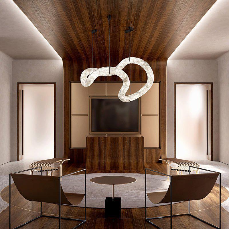 Oslo Infinity Symmetrical Entryway Alabaster Pendant Light - Joyfuzzy