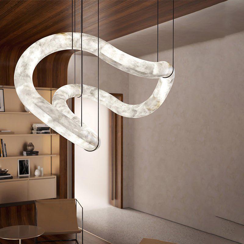 Oslo Infinity Symmetrical Entryway Alabaster Pendant Light - Joyfuzzy