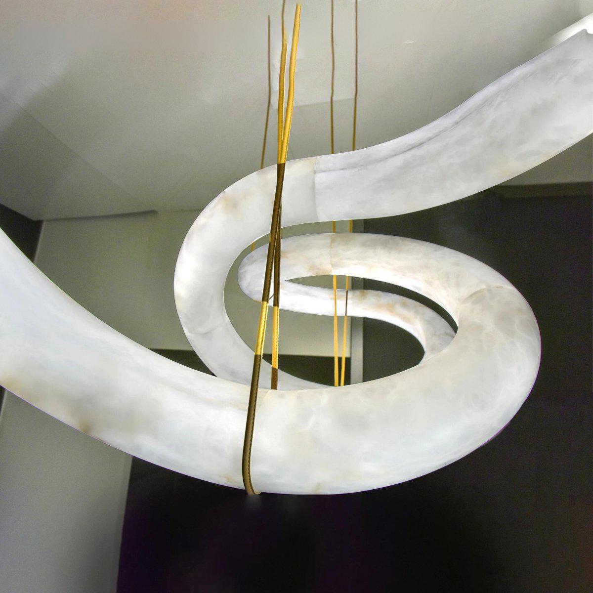 Oslo Infinity Symmetrical Entryway Alabaster Pendant Light - Joyfuzzy