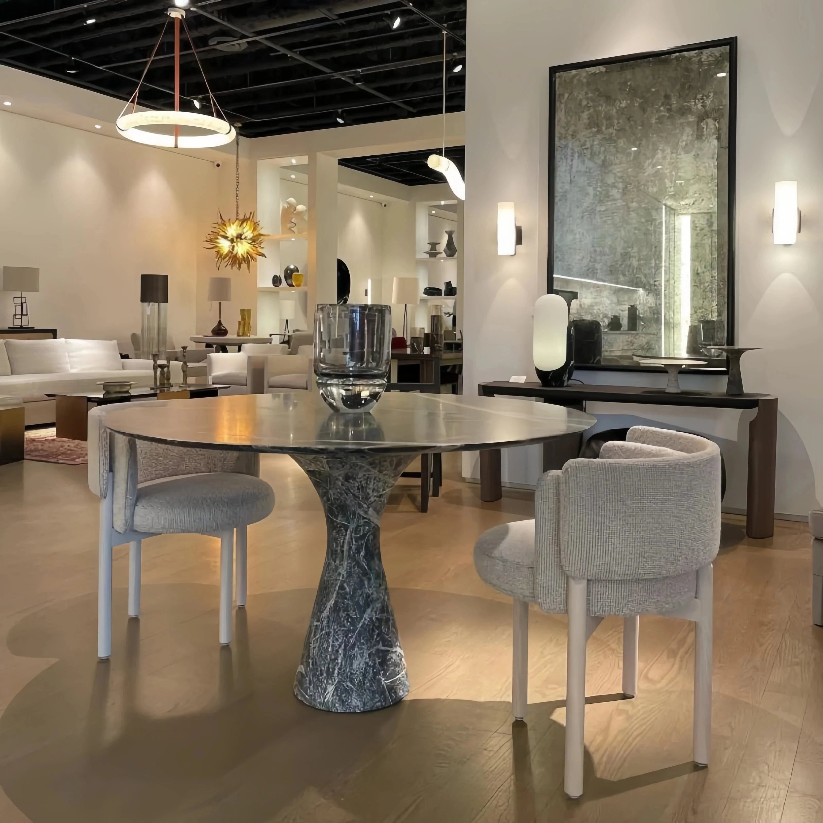 Oslo L1P Pendant Alabaster Chandelier, Halo Ring Chandelier With canopy Over Dining Table - 39.4" D Single RingJoyfuzzy