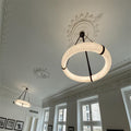 Oslo L1P Pendant Alabaster Chandelier, Halo Ring Chandelier With canopy Over Dining Table - 23.6