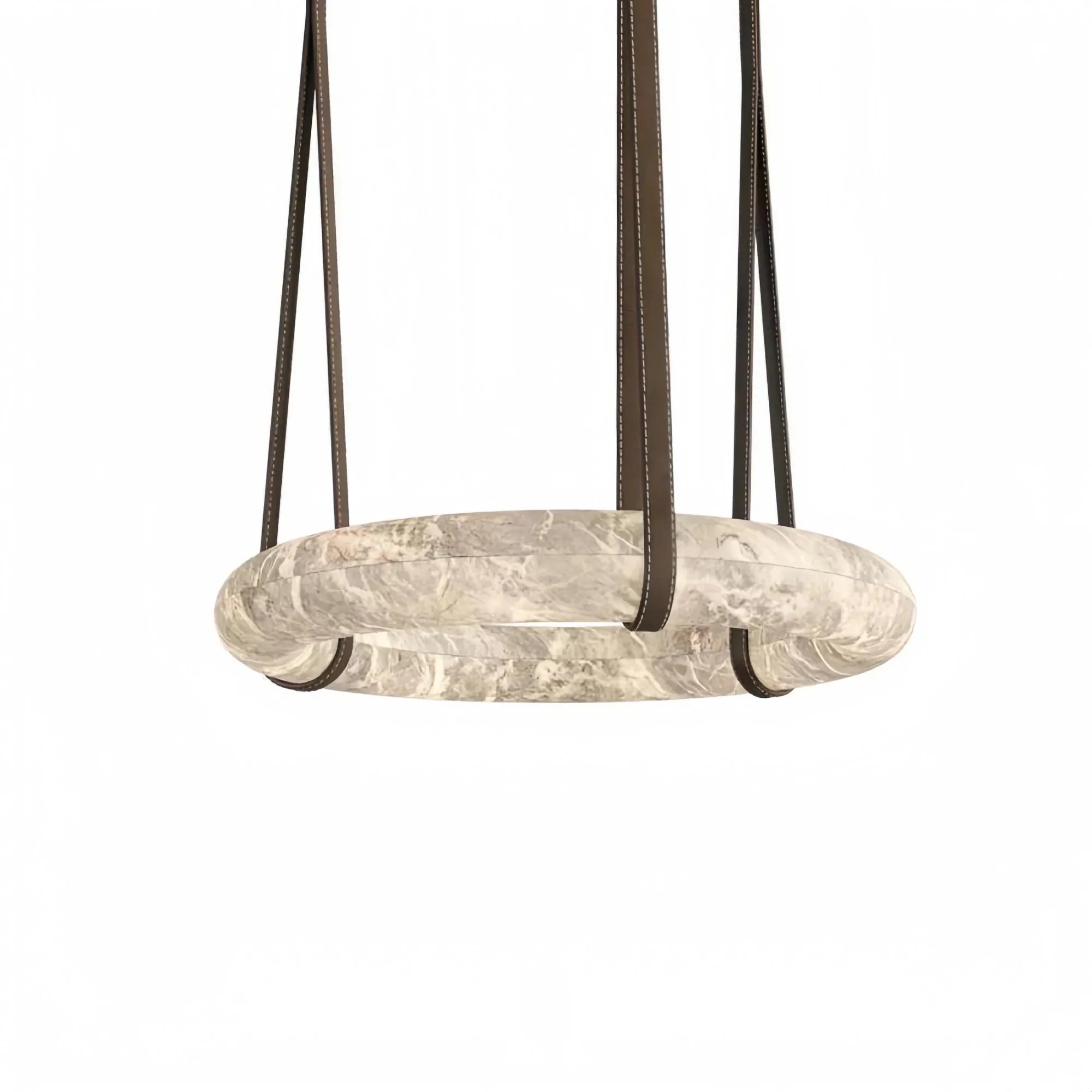 Oslo L1P Pendant Alabaster Chandelier, Halo Ring Chandelier With canopy Over Dining Table - 19.7" D Single RingJoyfuzzy