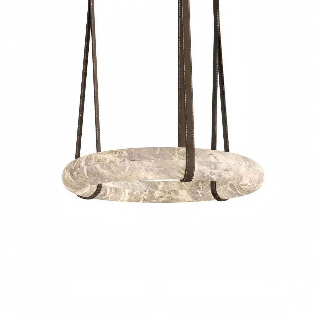 Oslo L1P Pendant Alabaster Chandelier, Halo Ring Chandelier With canopy Over Dining Table - 19.7" D Single RingJoyfuzzy