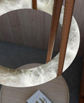 Oslo Pendant Alabaster Chandelier, Halo Ring Chandelier With Leather - 19.7