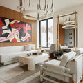 Oslo Pendant Alabaster Chandelier, Halo Ring Chandelier With Leather - 19.7