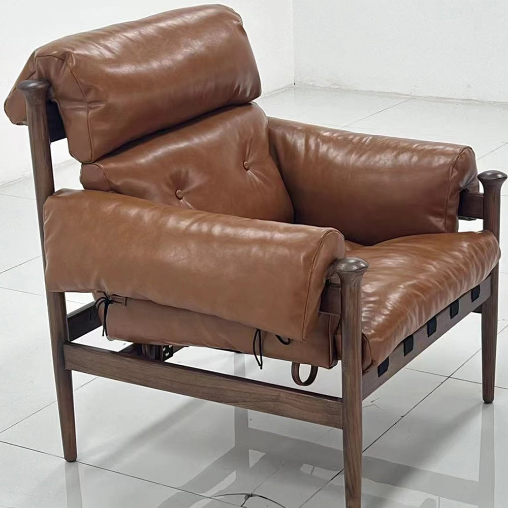 Brown Leather Accent Chair for Vintage Living Room – Otis Armchair
