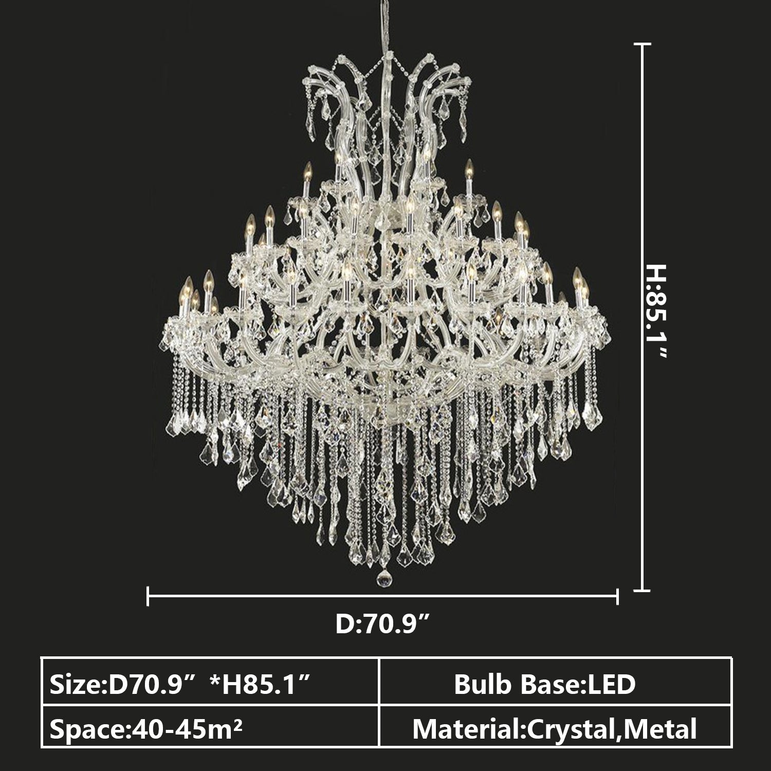 Oversized European Chrome Classic Candle Branch Crystal Chandelier for 2 - Story/Duplex Buildings - D39.4"*H47.3"Warm LightJoyfuzzy