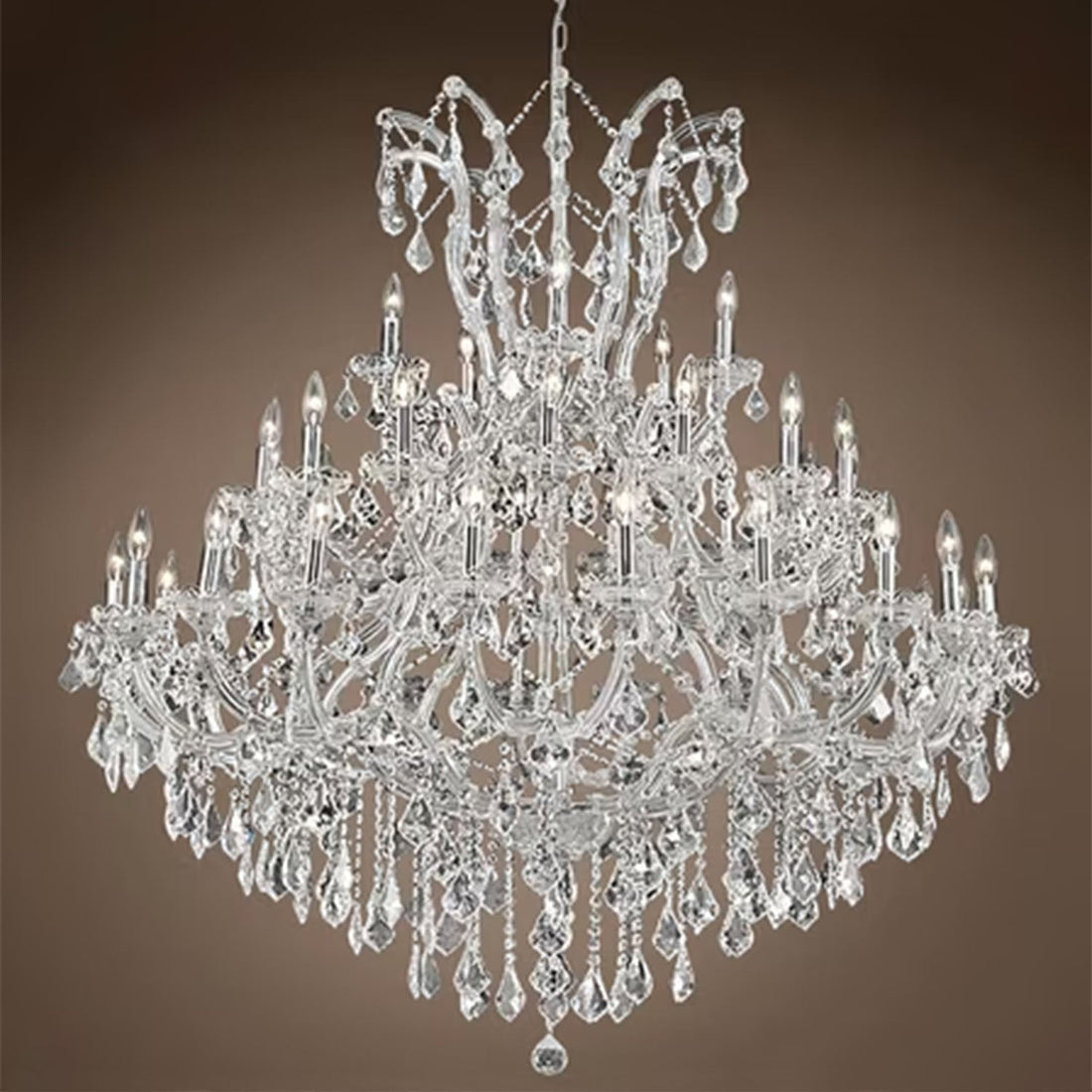 Oversized European Chrome Classic Candle Branch Crystal Chandelier for 2 - Story/Duplex Buildings - D39.4"*H47.3"Warm LightJoyfuzzy