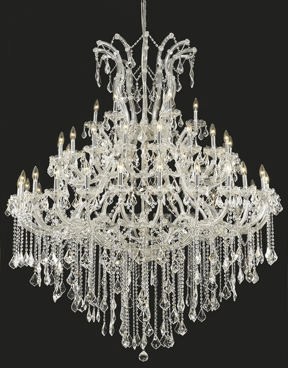 Oversized European Chrome Classic Candle Branch Crystal Chandelier for 2 - Story/Duplex Buildings - D39.4"*H47.3"Warm LightJoyfuzzy