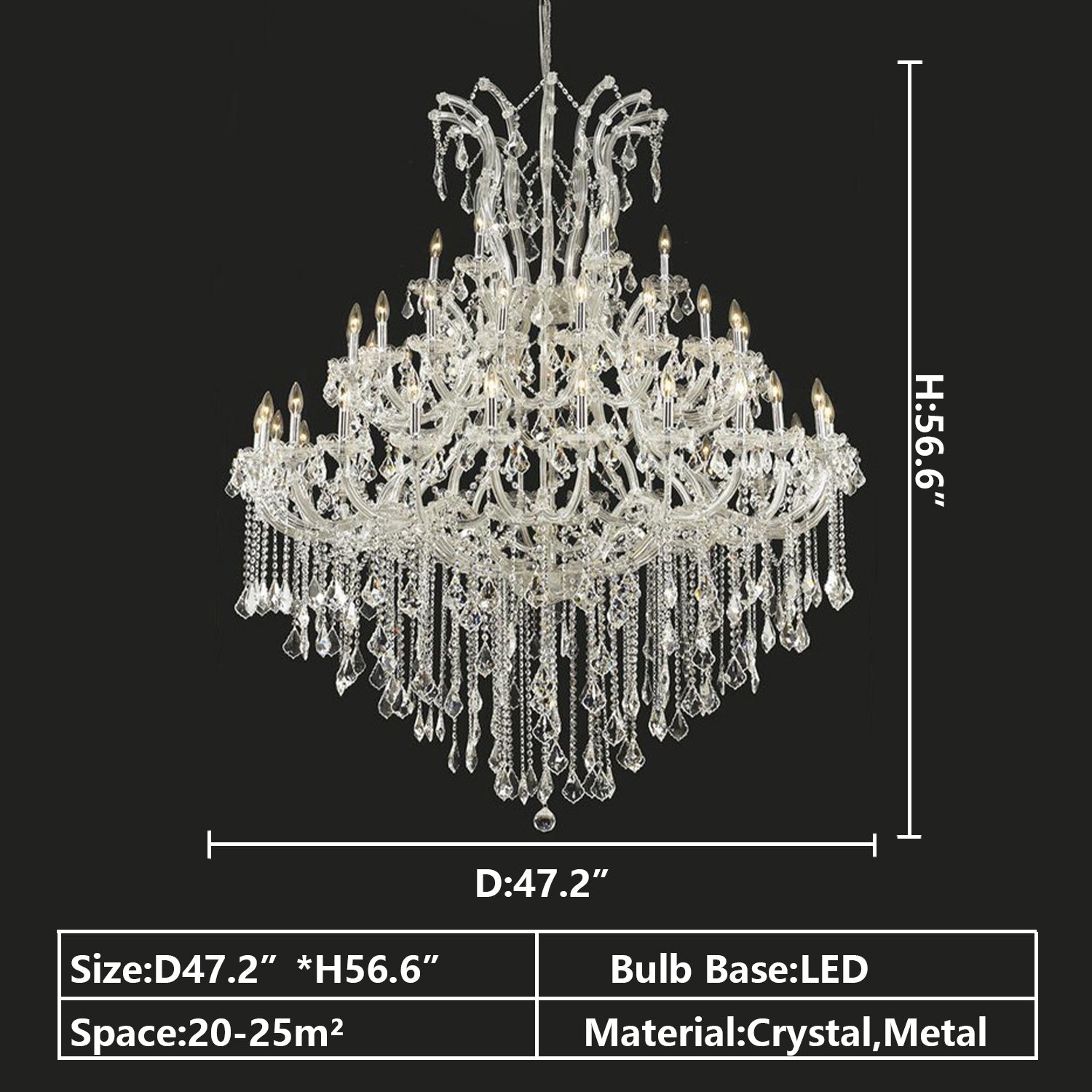 Oversized European Chrome Classic Candle Branch Crystal Chandelier for 2 - Story/Duplex Buildings - D39.4"*H47.3"Warm LightJoyfuzzy