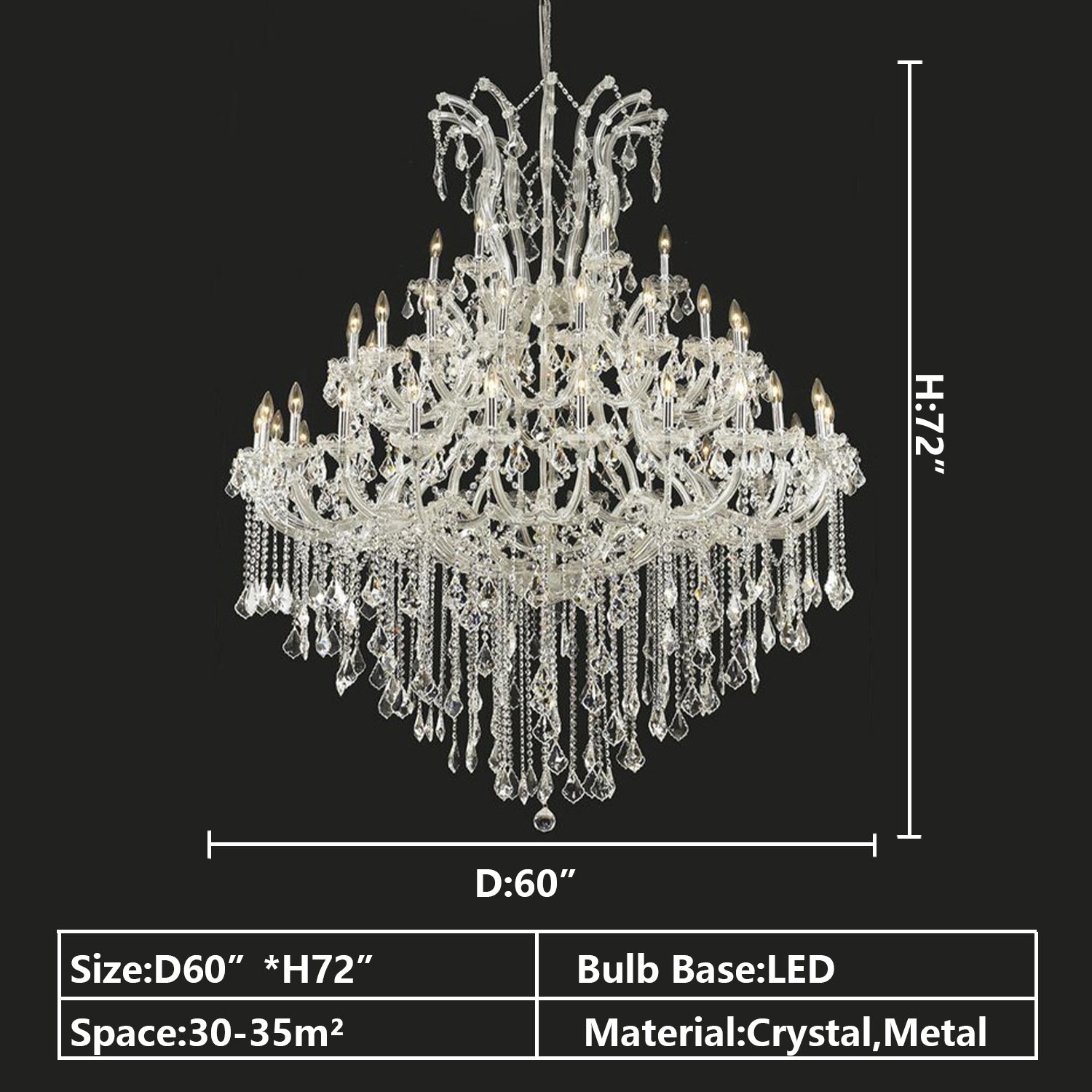 Oversized European Chrome Classic Candle Branch Crystal Chandelier for 2 - Story/Duplex Buildings - D39.4"*H47.3"Warm LightJoyfuzzy