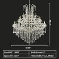 Oversized European Chrome Classic Candle Branch Crystal Chandelier for 2 - Story/Duplex Buildings - D39.4