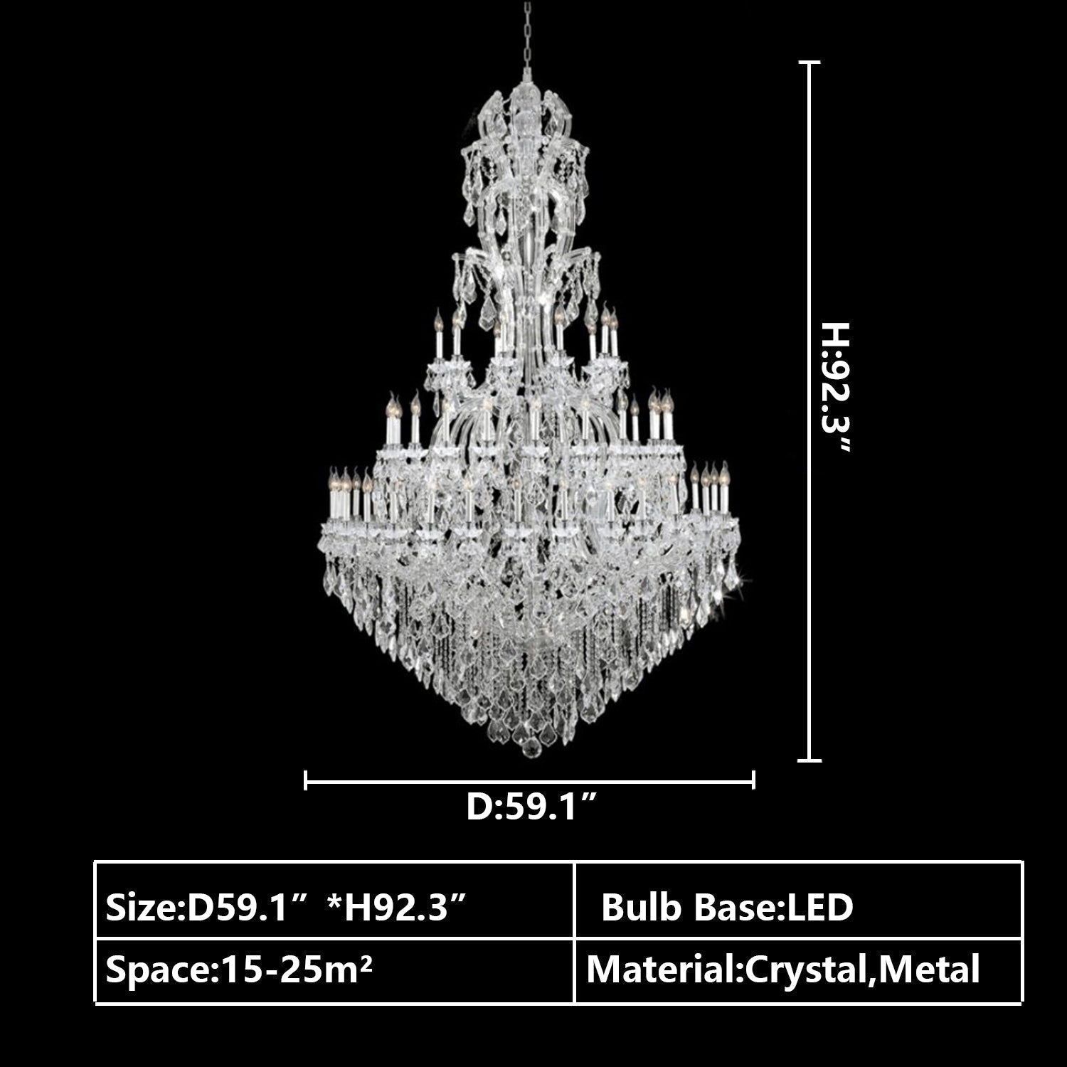 Oversized Luxury Traditional Gold/Chrome Candle Branch Crystal Chandelier for 2 - story/Duplex Buildings - D59.1"*H92.3"ChromeWarm LightJoyfuzzy