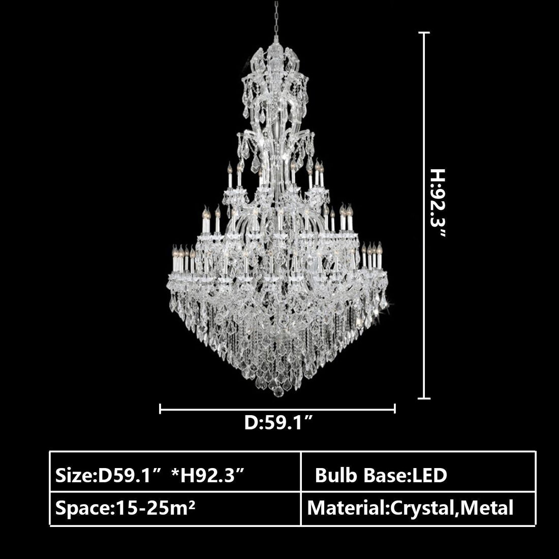 Oversized Luxury Traditional Gold/Chrome Candle Branch Crystal Chandelier for 2 - story/Duplex Buildings - D59.1"*H92.3"GoldWarm LightJoyfuzzy