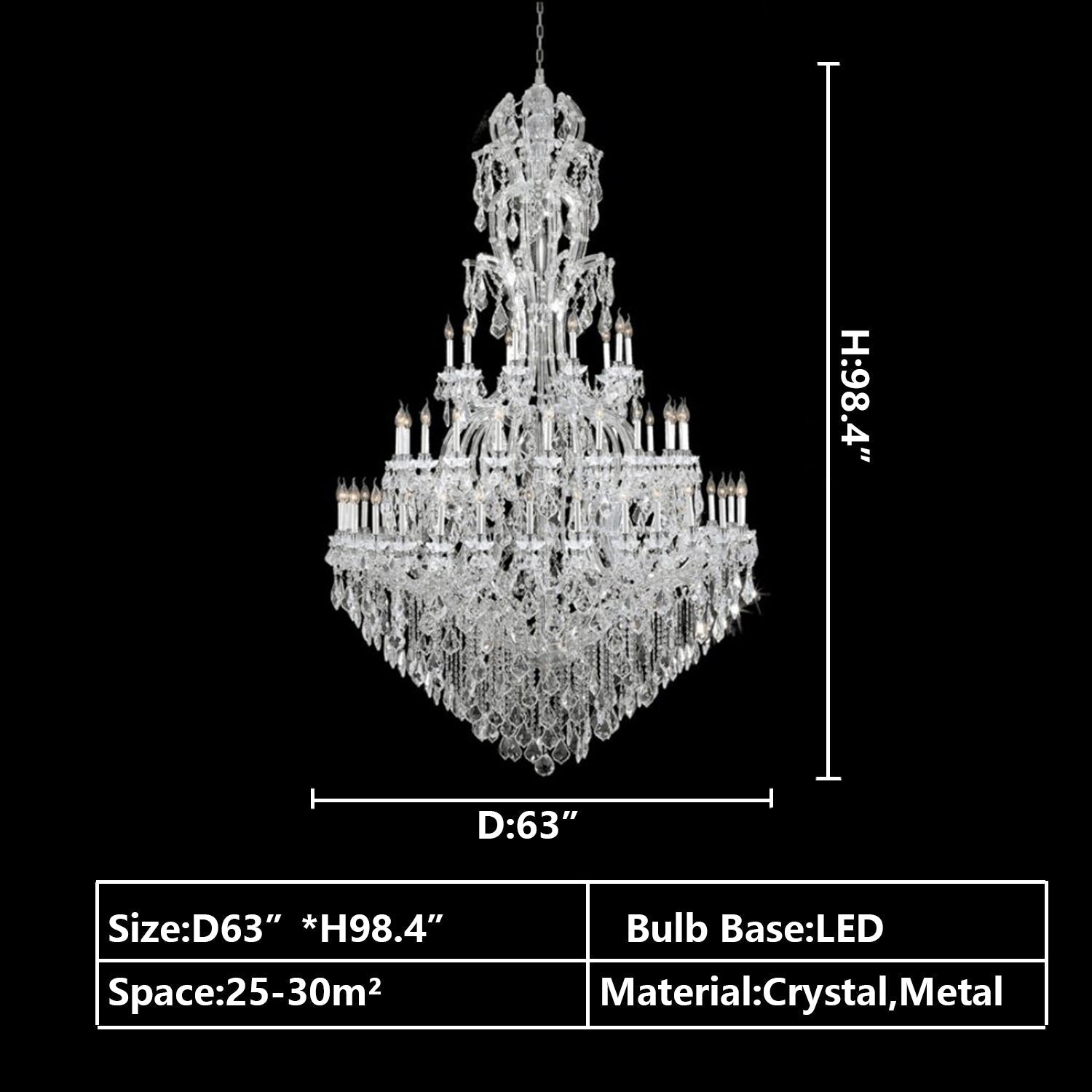 Oversized Luxury Traditional Gold/Chrome Candle Branch Crystal Chandelier for 2 - story/Duplex Buildings - D59.1"*H92.3"ChromeWarm LightJoyfuzzy