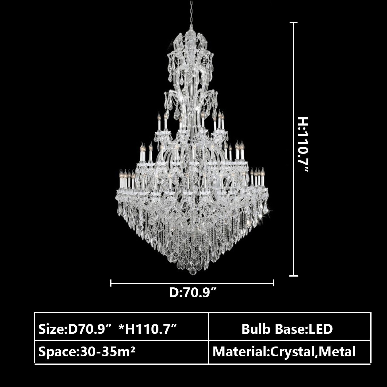 Oversized Luxury Traditional Gold/Chrome Candle Branch Crystal Chandelier for 2 - story/Duplex Buildings - D59.1"*H92.3"ChromeWarm LightJoyfuzzy