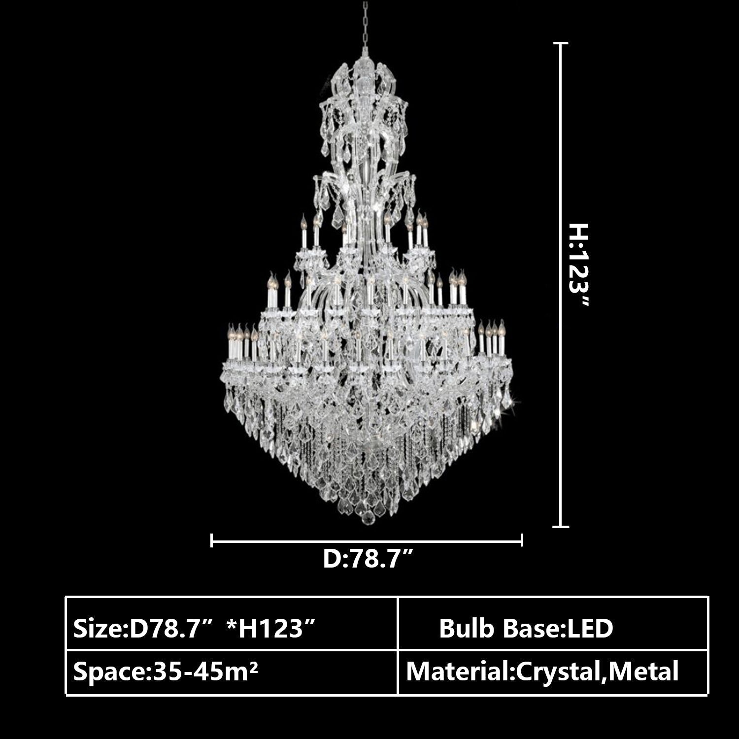 Oversized Luxury Traditional Gold/Chrome Candle Branch Crystal Chandelier for 2 - story/Duplex Buildings - D59.1"*H92.3"ChromeWarm LightJoyfuzzy