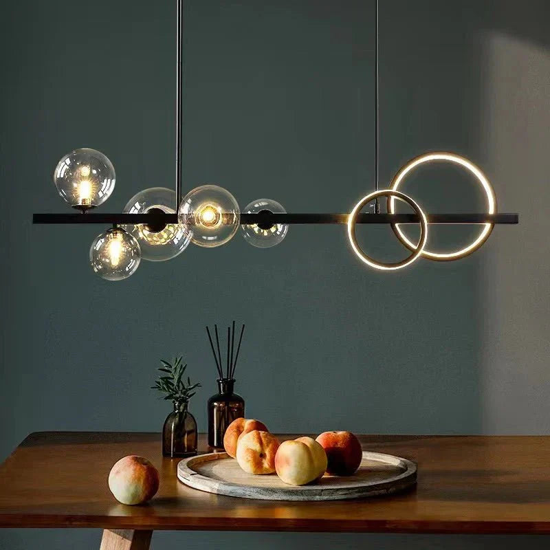 Oversized Nordic Black Iron Glass Bubble Collection Chandelier Suit for Living/Dining Room - Joyfuzzy