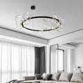 Oversized Nordic Black Iron Glass Bubble Collection Chandelier Suit for Living/Dining Room - Joyfuzzy