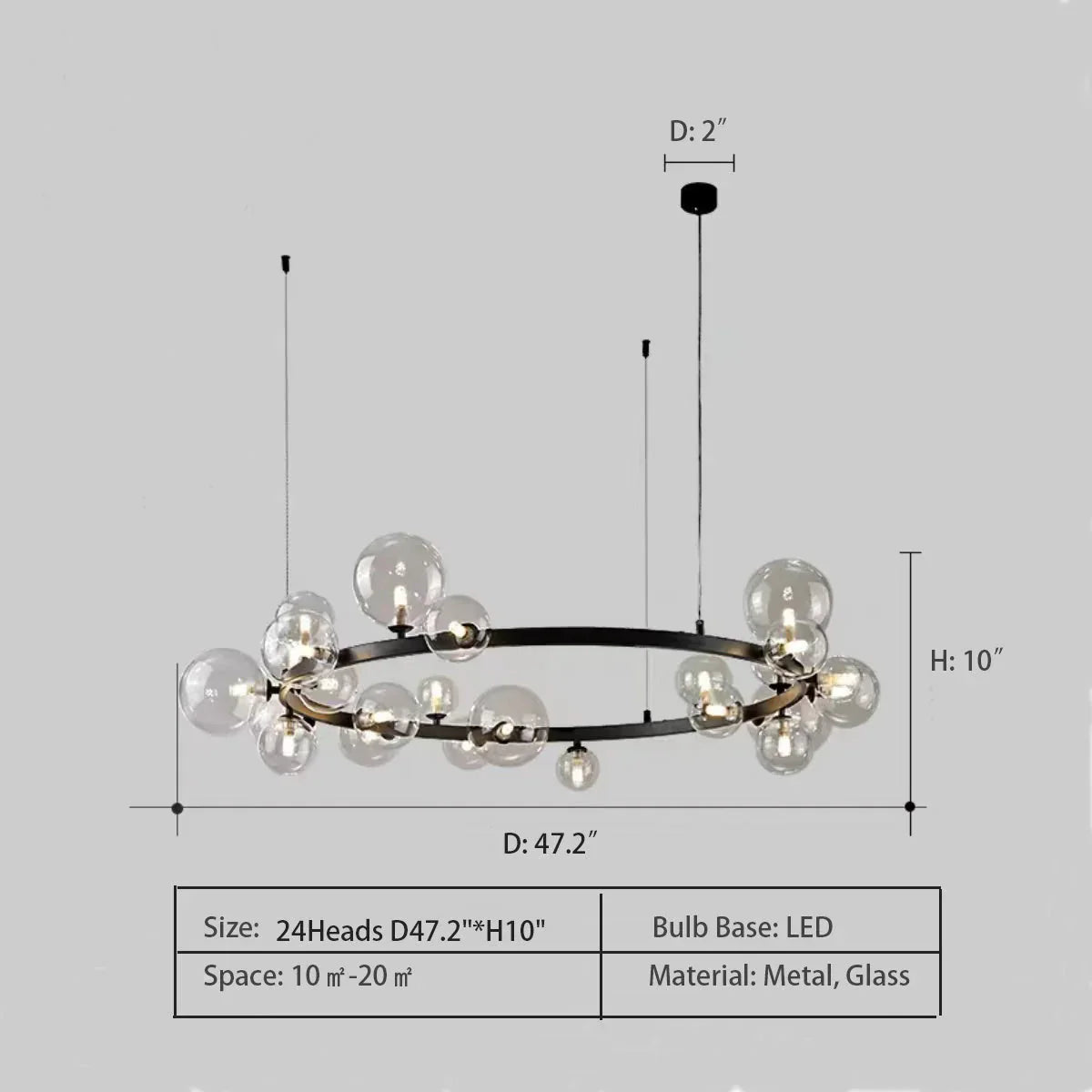 Oversized Nordic Black Iron Glass Bubble Collection Chandelier Suit for Living/Dining Room - Joyfuzzy