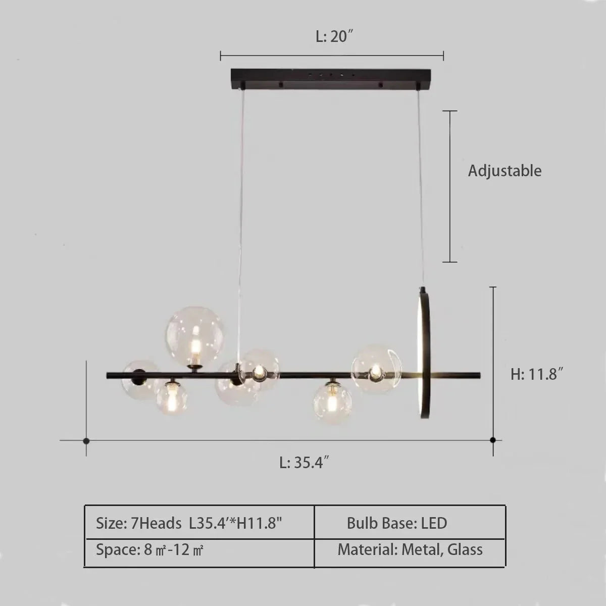 Oversized Nordic Black Iron Glass Bubble Collection Chandelier Suit for Living/Dining Room - Joyfuzzy