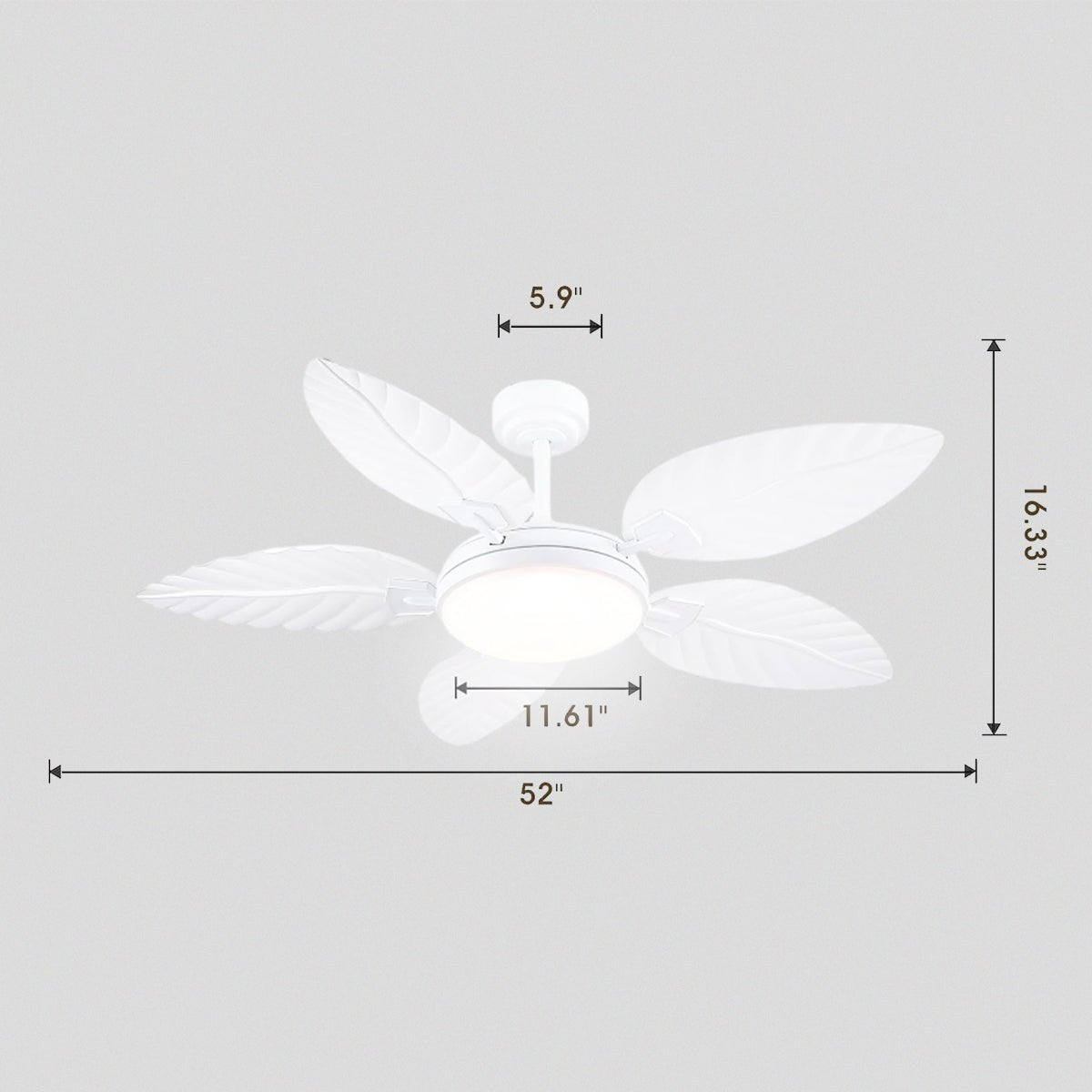 Palm Leaf Ceiling Fans with Lights Tropical Ceiling Fans 6 Speeds Reversible Wood Grain 52" - Joyfuzzy