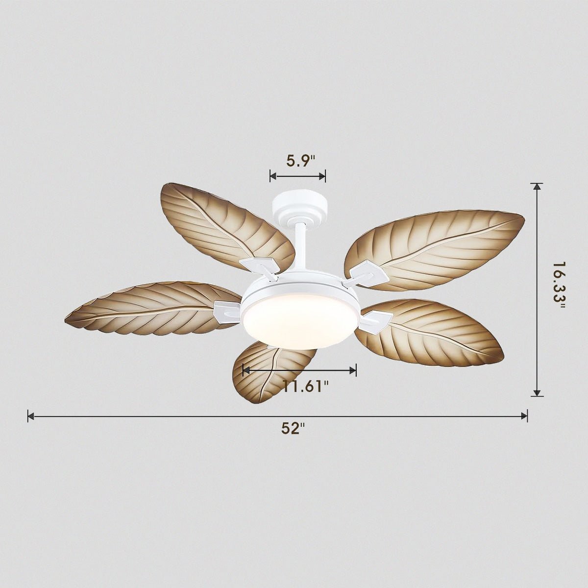 Palm Leaf Ceiling Fans with Lights Tropical Ceiling Fans 6 Speeds Reversible Wood Grain 52" - Joyfuzzy