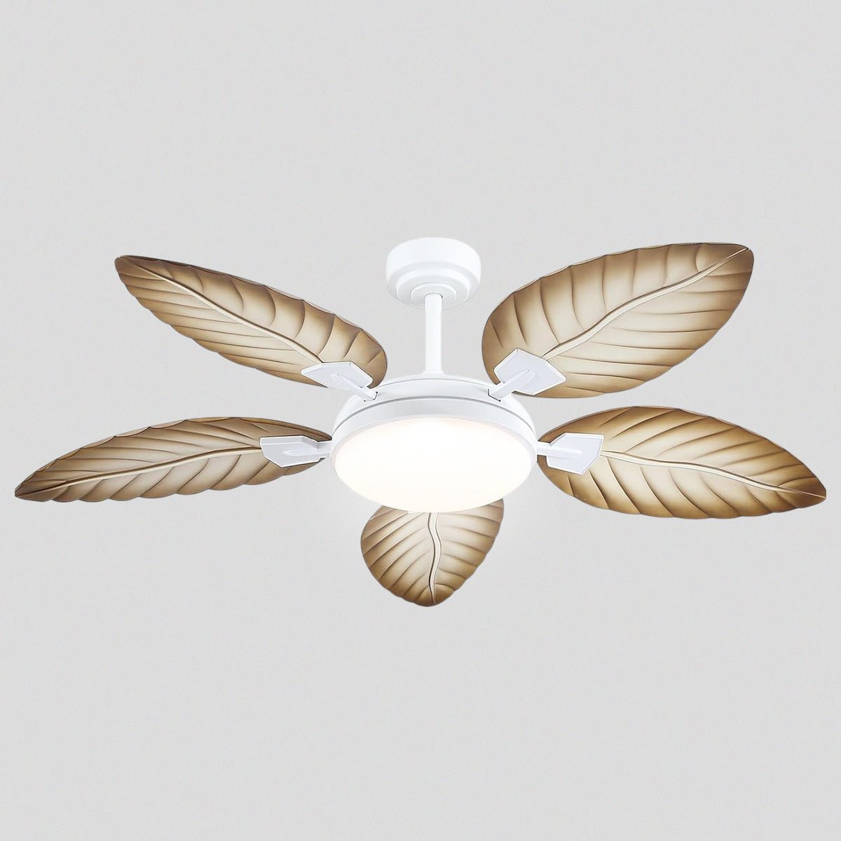 Palm Leaf Ceiling Fans with Lights Tropical Ceiling Fans 6 Speeds Reversible Wood Grain 52" - Joyfuzzy
