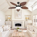 Palm Leaf Ceiling Fans with Lights Tropical Ceiling Fans 6 Speeds Reversible Wood Grain 52