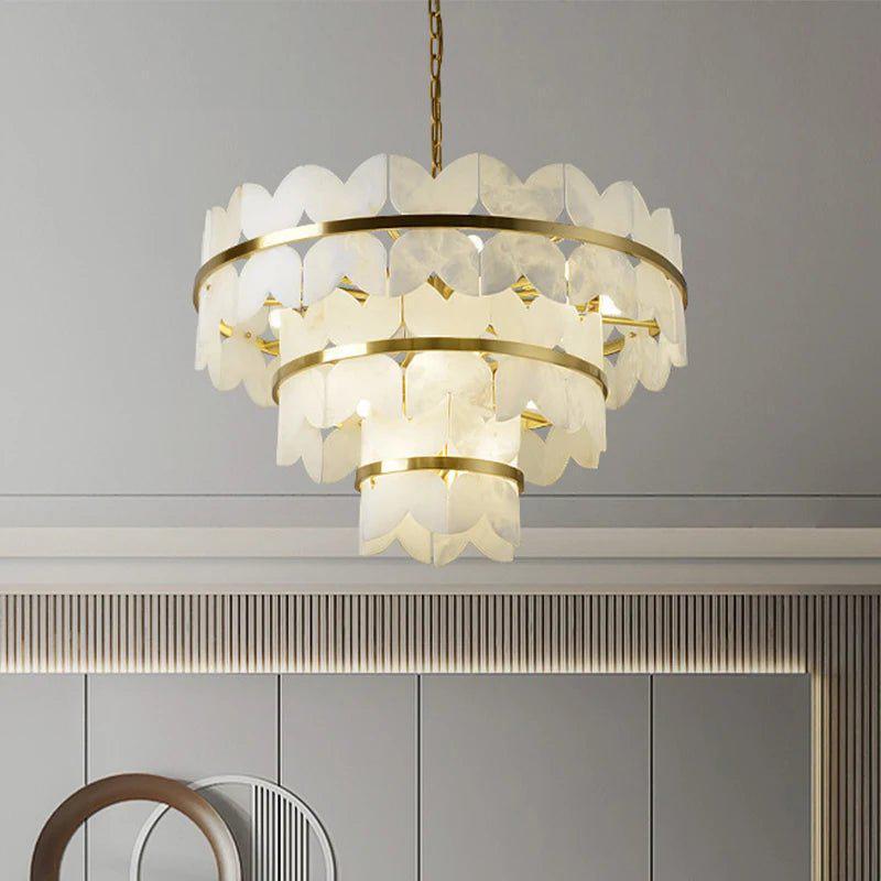 Patanga Alabaster Chandelier Light - 23.6" x 14.2" / 60 x 36cmJoyfuzzy