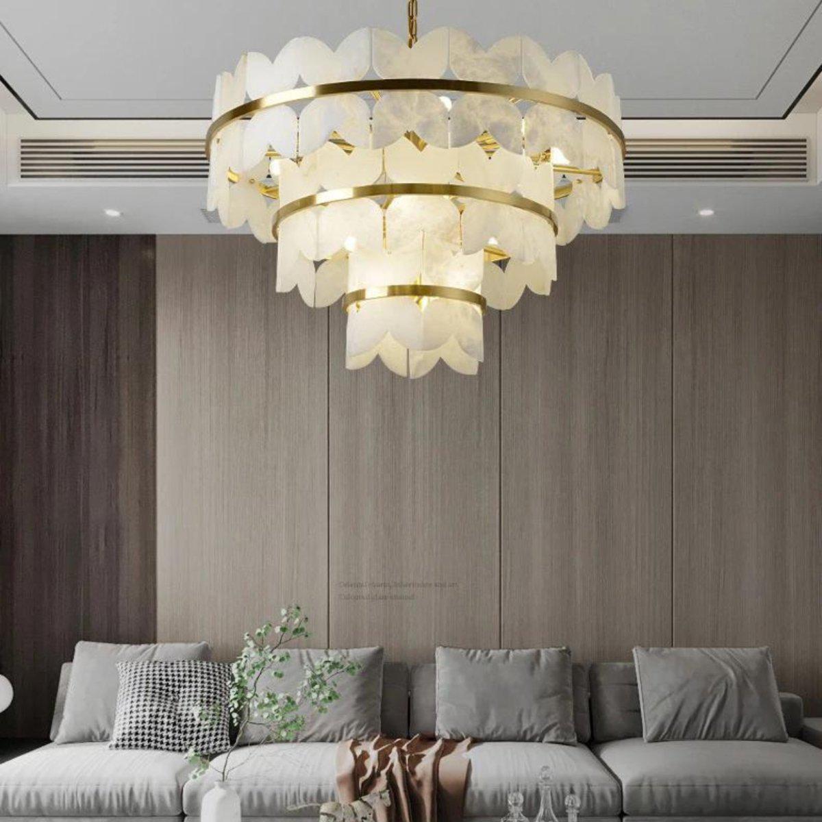 Patanga Alabaster Chandelier Light - 31.5" x 19.7" / 80 x 50cmJoyfuzzy