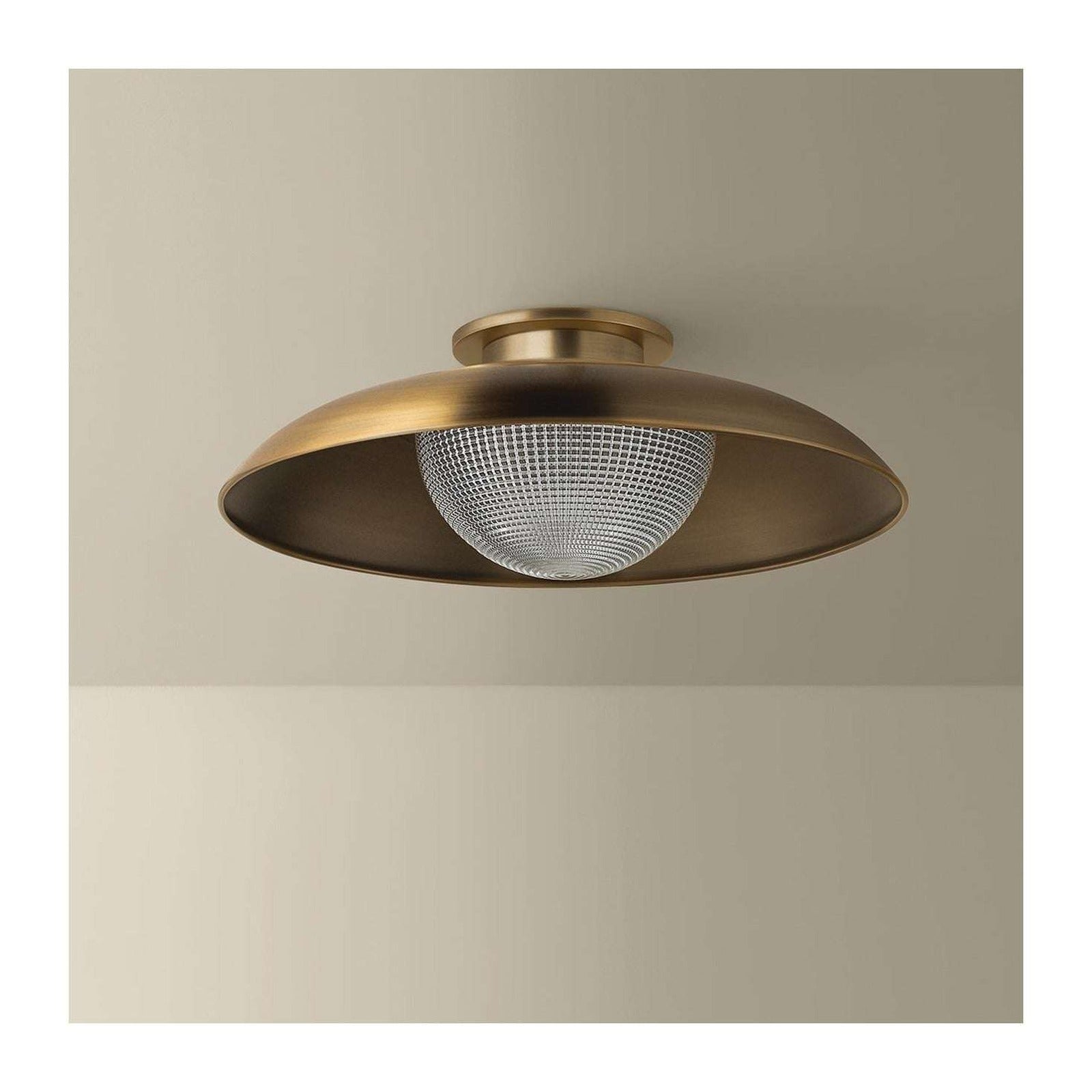 Patina Brass Prismatic Glass Semi Flush Ceiling Light