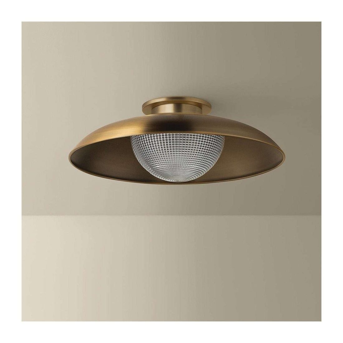 Patina Brass Prismatic Glass Semi Flush Ceiling Light