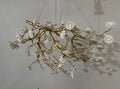 Post - Modern Art Brass and Ceramics Flower Pendant Branch Chandelier for Living/Dining Room - L49.2
