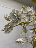 Post - Modern Art Brass and Ceramics Flower Pendant Branch Chandelier for Living/Dining Room - L49.2
